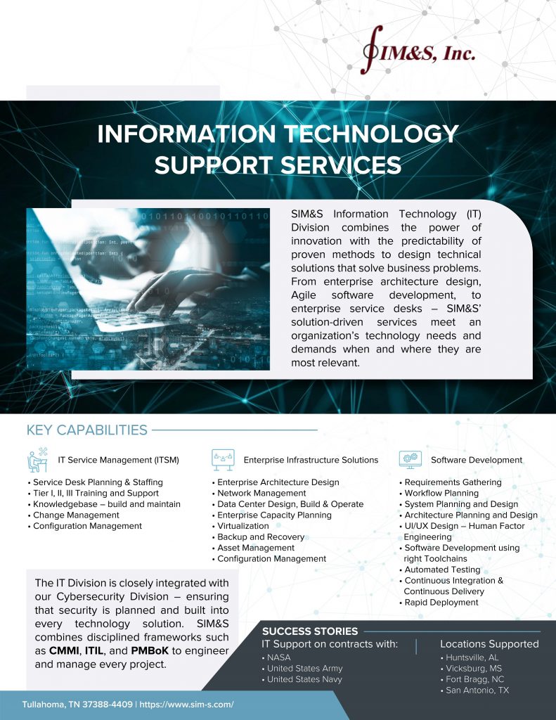 SIM&S Information Technology Support Services